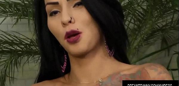  Tattooed Transsexual Nicolly Pantoja Takes a Fucking Machine Anally